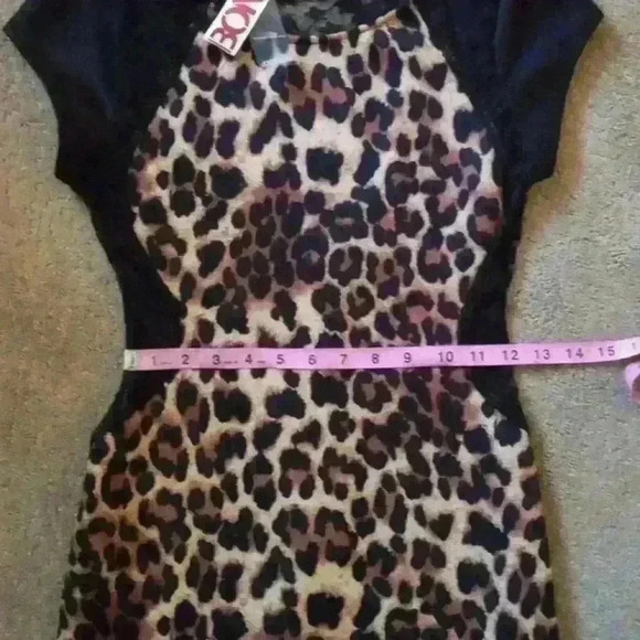 ***BONGO*** JUNIORS SCUBA LACE MIDI LEOPARD PRINT DRESS SIZE MEDIUM - Picture 7 of 12